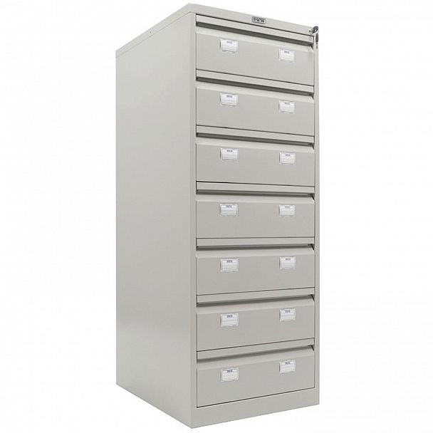 Шкаф картотечный ПРАКТИК "AFC-07", 1327х515х631мм, 7 ящиков под формат А5 (210х149 мм), формат папок Foolscap или A4 (БЕЗ ПАПОК) - Вид 4