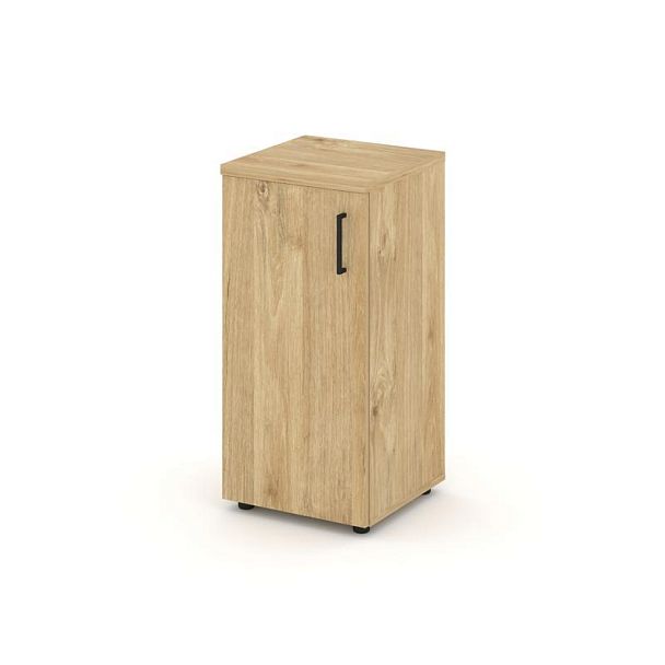 Стайл Проджект Шкаф низкий узкий SN.STU.E-301(L) Тиквуд Светлый/Черный Ручки 400*400*833 - Вид 1