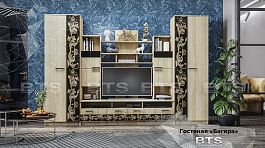 Гостиная "Багира" (3300х2200х500) дуб сонома/стекло каштан - Фото предпросмотра