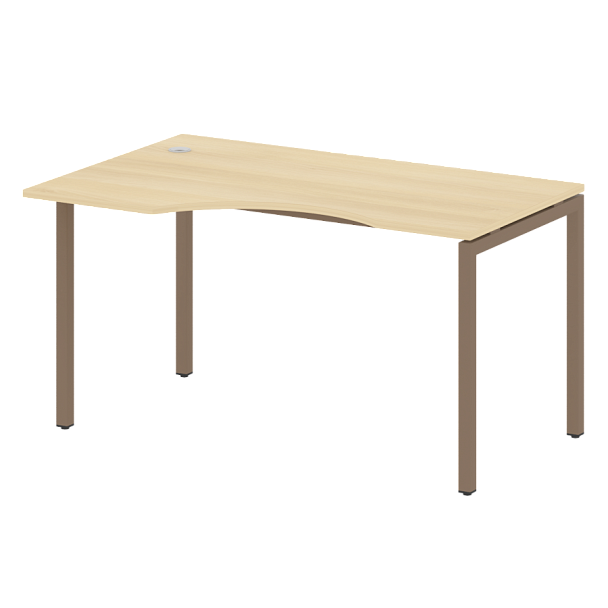 Metal System Quattro Стол криволинейный левый на П-образном м/к 40БП.СА-2 (L) Акация/Мокко металл 1400*900*750 - Вид 1