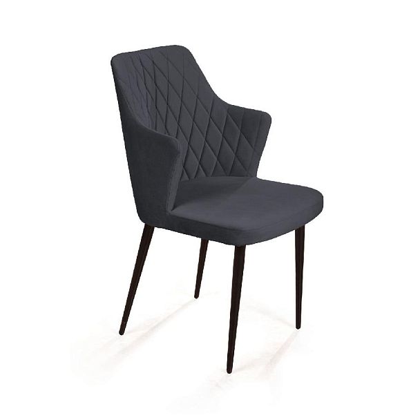 Стул с подлокотниками Hunt ромб, бархат 03 / чёрный конус - Вид 1