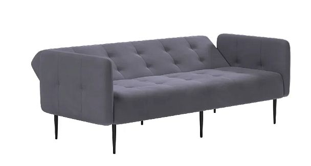 Monaco диван-кровать прямой с подлокотниками, трехместный, бархат серый 27 - Вид 4