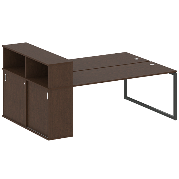 Metal System Quattro Р. ст. с шкафом-купе на О-образном м/к 40БО.РС-СШК-2.5 Т Венге/Антрацит металл 2210*1475*1098 - Вид 1