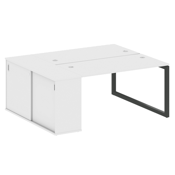 Metal System Quattro Р. ст. с шкафом-купе на О-образном м/к 50БО.РС-СШК-1.3 Т Белый/Антрацит металл 1810*1475*750 - Вид 1