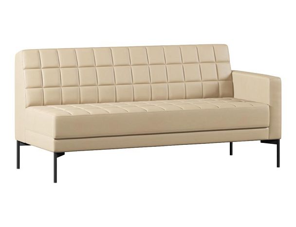 Модуль Everprof Delta с подлокотником трехместный левый Металл Черный Экокожа Бежевый - Вид 1