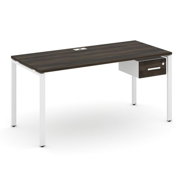 Concept Стол рабочий с подвесной тумбой с одним ящ. CN.SP-112 W Дуб Мали/Белый Бриллиант/Металл Белый 1580*720*750 - Вид 1
