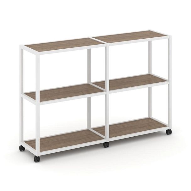 Shelf Mobile Стеллаж 3 уровня 2 секции VR.LT-STK-311.06 Дуб Аризона/Металл Белый 1170*400*1046 - Вид 1