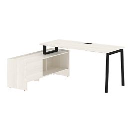 Стол с тумбой ELCT 17614 Ясень Траун/Черный 1760х1400х750 EDIS - Фото предпросмотра