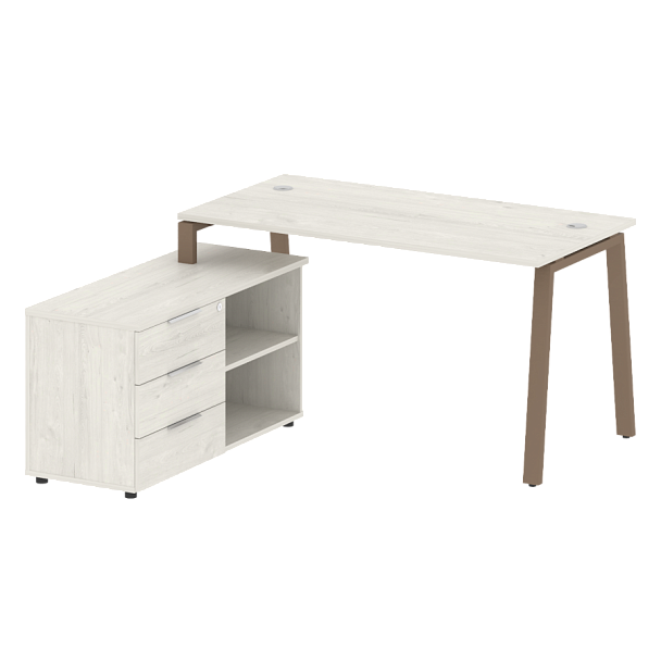 Metal System Р. ст. с тумбой на А-образном м/к БА.РС-СТС-2.3 (L) Дуб наварра/Мокко металл 1500*1520*750 - Вид 1