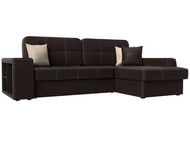 Угловой диван Брюссель правый (полностью экокожа коричневая) - Вид 1