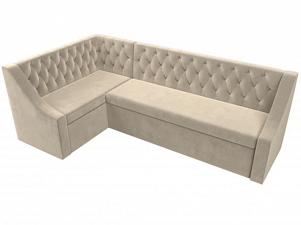 Кухонный угловой диван Мерлин левый (полностью микровельвет бежевый) - Вид 5