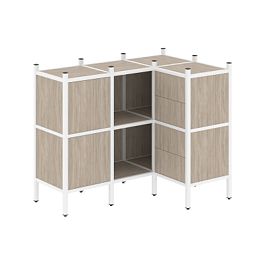 Loft Угловой внутренний стеллаж наборный VR.L-28 Дуб аттик/Белый металл 1278*862*1047 - Фото предпросмотра