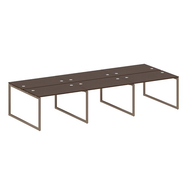 Metal System Quattro Р. ст. на 6 раб. места на О-образном м/к 40БО.СМ-6.2 Венге/Мокко металл 3600*1475*750 - Вид 1