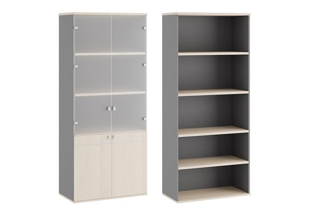 Шкаф для бумаг со стеклом (стекло без рамы) Tess 90x45x207 дуб шамони светлый - Вид 1