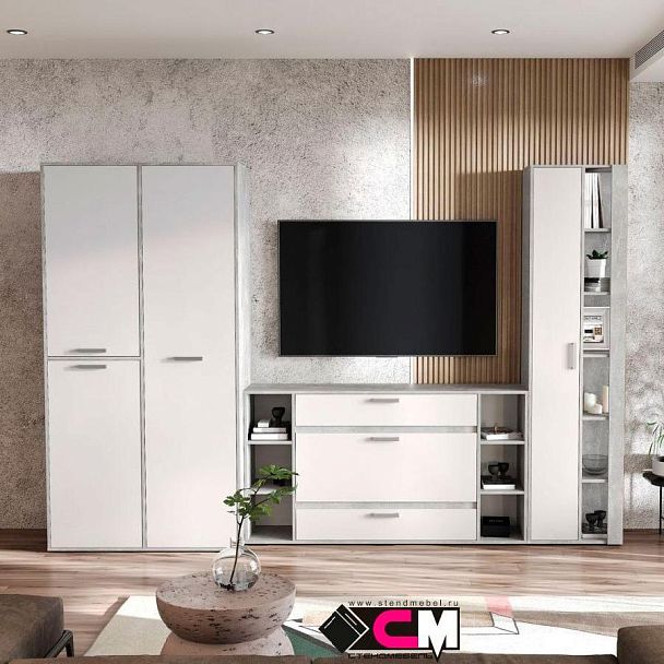 Денвер КМ-02 Комод (1500х836х354) ателье светлый/белый - Вид 3