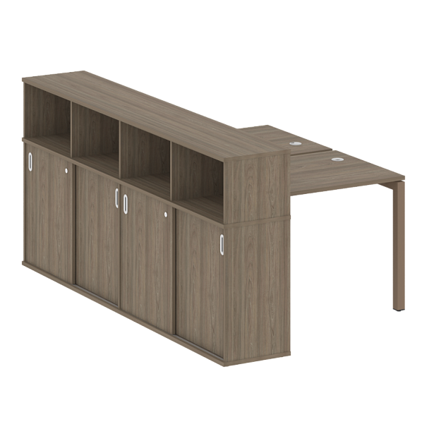 Metal System Quattro Р. ст. с шкафом-купе на П-образном м/к 50БП.РС-СШК-4.1 Т Вяз/Мокко металл 1410*2332*1098 - Вид 1