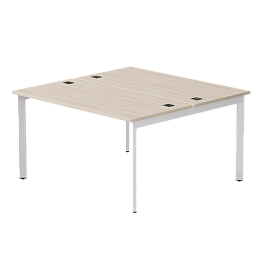 Бенч-система на 2 места Everprof EVO на металлокаркасе 1380х670(1370)x755 опоры 45гр Дуб Соната/Белый - Фото предпросмотра