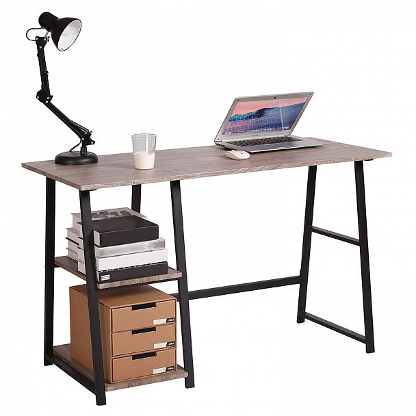 Стол на металлокаркасе BRABIX "LOFT CD-006", 1200х500х730 мм, 2 полки, цвет морёный дуб, 641224 - Вид 12