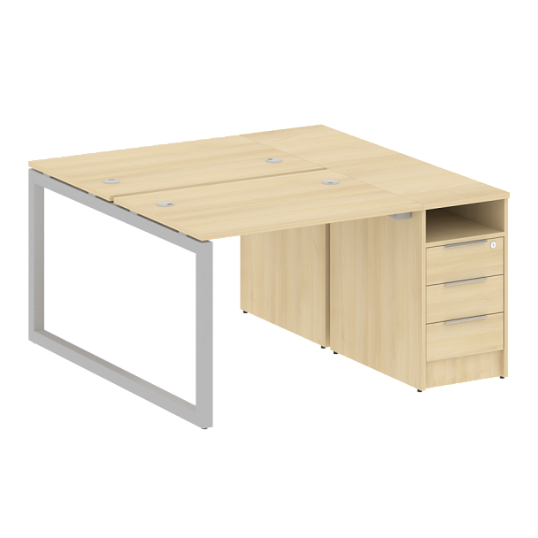 Metal System Quattro Р. ст. с тумбой на О-образном м/к 50БО.РС-СТП-2.1 Акация/Серый металл 1412*1475*750 - Вид 1