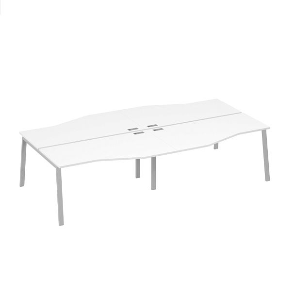 Станция на каркасе TRE со столами Техно 4х160 A4 А4 Б3 191-2 БП белый премиум / металлокаркас серый - Вид 1