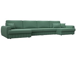 Диван П-образный Лига-057 НПБ Лонг Рогожка зеленый - Фото предпросмотра