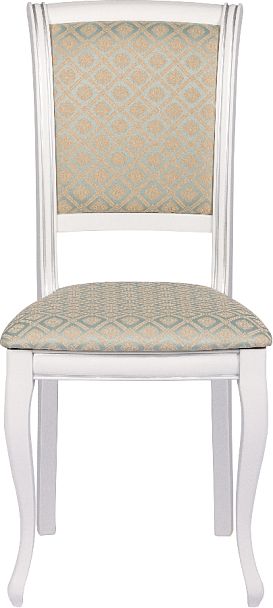 Стул деревянный с мягким сиденьем Арктос Белый с серебряной патиной/Бирюзовый жаккард - Вид 2