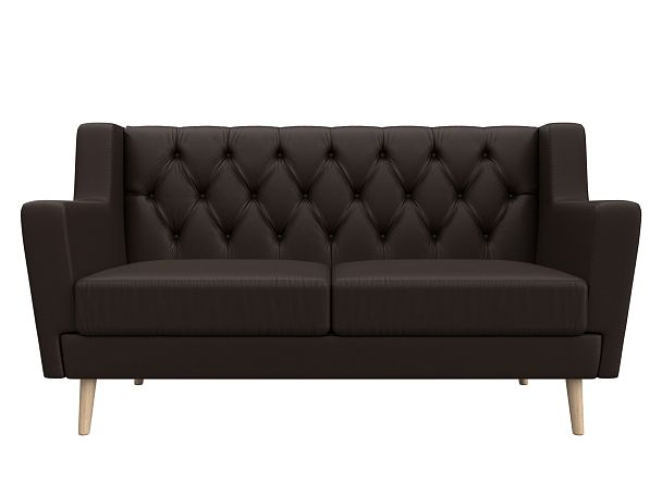 Прямой диван Брайтон 2 Люкс (полностью экокожа коричневая) - Вид 2