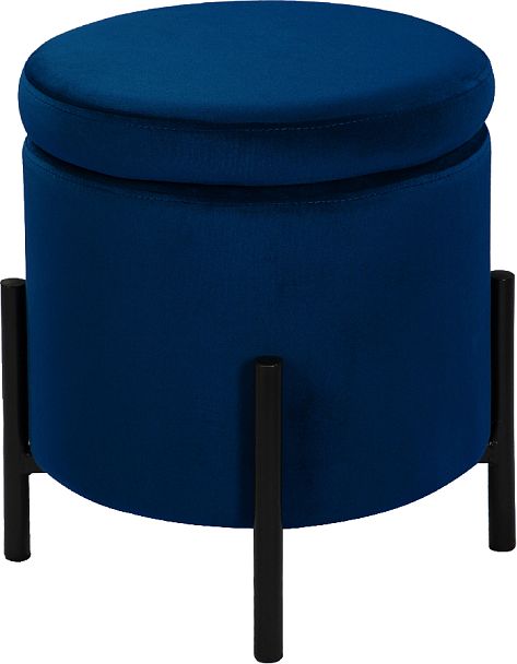 Комплект пуфов Кен с местом для хранения Синий велюр Confetti blue/черный, 2 шт. - Вид 2