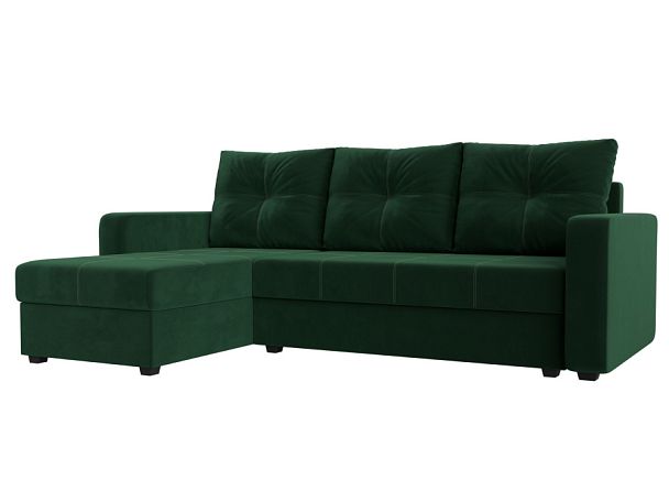 Диван угловой Ливерпуль Лайт левый угол Велюр зеленый - Вид 1
