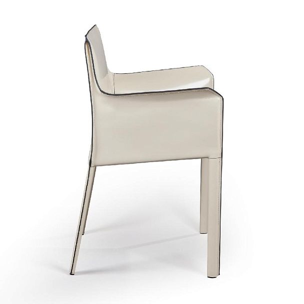 Стул с подлокотниками Barrie, кожа бежевый - Вид 5