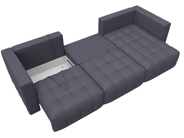 Диван угловой Лига-052 НПБ Лонг угол универсальный Экокожа серый - Вид 8