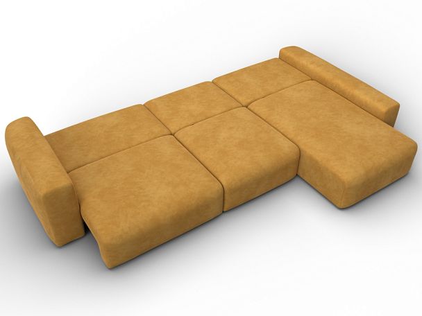 Диван угловой Лига-066 НПБ Лонг угол правый Велюр желтый - Вид 11