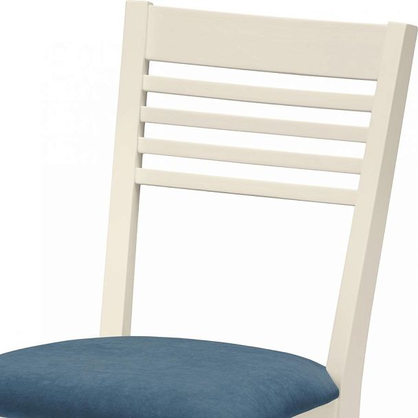 Комплект деревянных стульев с мягким сиденьем Ноэль Слоновая кость/Синий велюр, 4 шт. - Вид 5