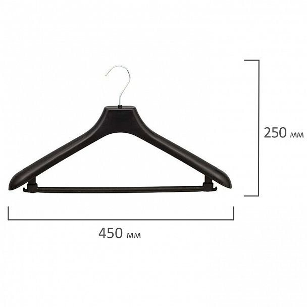 Вешалка-плечики, размер 48-50, пластик, анатомическая, перекладина, крючки для бретелей, черный, С024/С044 - Вид 3