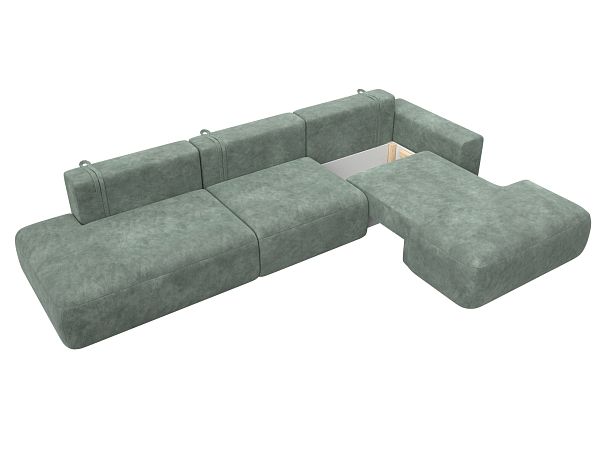 Диван угловой Лига-036 НПБ Модерн Лонг правый угол Велюр зеленый - Вид 7