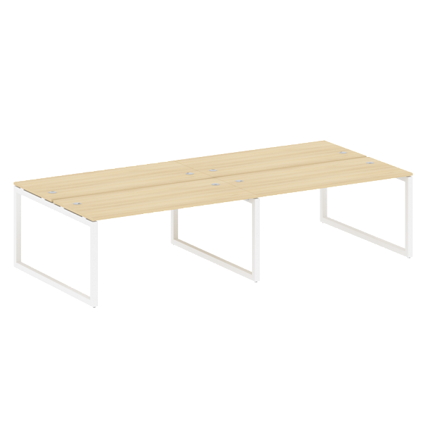 Metal System Quattro Р. ст. на 4 раб. места на О-образном м/к 50БО.СМ-4.4 Акация/Белый металл 3200*1475*750 - Вид 1
