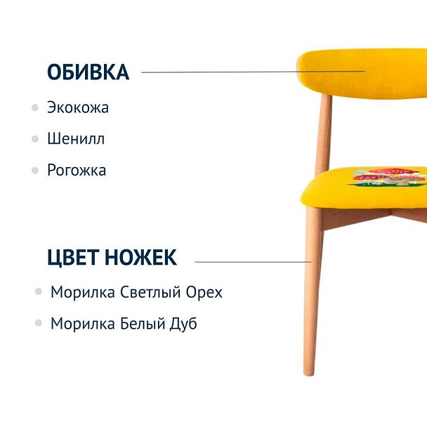 Стул Роквелл, вышивка грибы, велюр TEDDY 628 - Вид 7