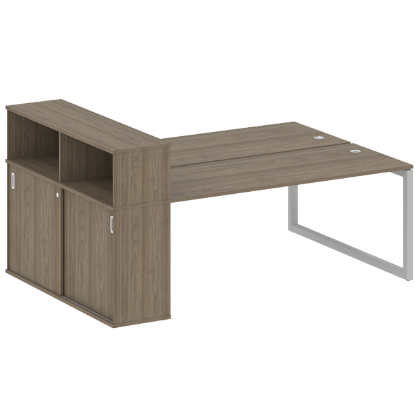 Metal System Quattro Р. ст. с шкафом-купе на О-образном м/к 50БО.РС-СШК-2.5 Т Вяз/Серый металл 2210*1475*1098 - Вид 1