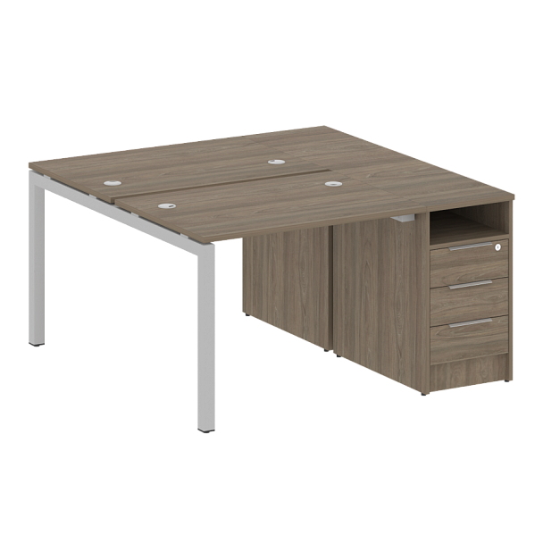 Metal System Quattro Р. ст. с тумбой на П-образном м/к 50БП.РС-СТП-2.1 Вяз/Серый металл 1412*1475*750 - Вид 1