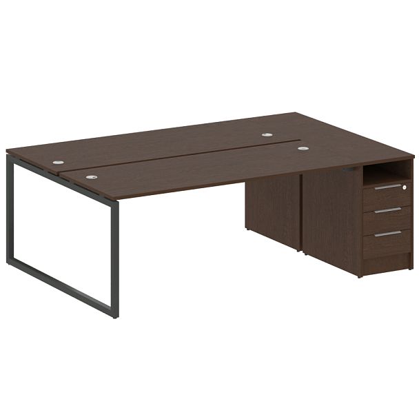 Metal System Quattro Р. ст. с тумбой на О-образном м/к 40БО.РС-СТП-2.5 Венге/Антрацит металл 2212*1475*750 - Вид 1