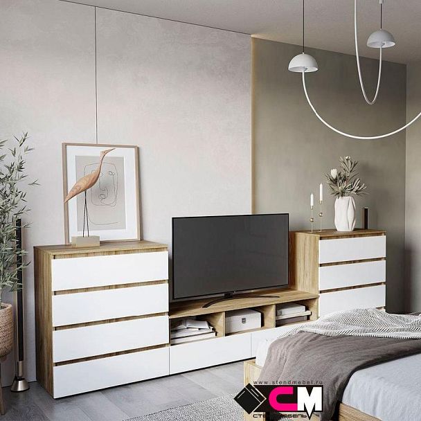 Хелен КМ 02 Комод 802 4 ящика (0,802х0,958х0,460) белый/белый - Вид 3