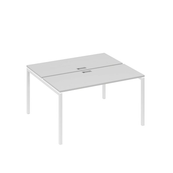 Рабочая станция на опорах DUE (2х140) A4 А4 Б2 171 БП серый / металлокаркас белый - Вид 1