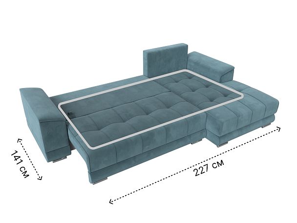 Угловой диван НордСтар правый угол Велюр бирюзовый - Вид 10