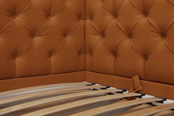 Кровать «Порше», каретная стяжка с доп. спальным местом, оранжевая - Вид 5