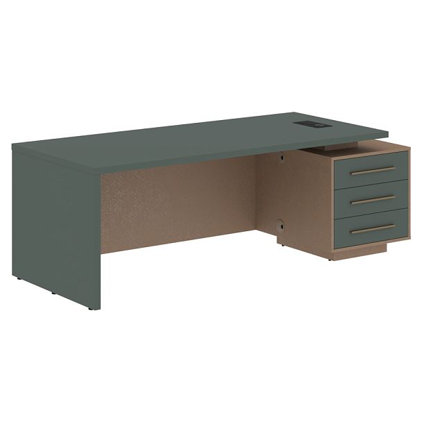Стол руководителя с тумбой VCT 2290(R) Нефрит/Бронза браш/Кобра 2200х900х750 VELION - Вид 1