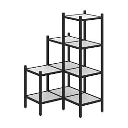 Loft Угловой внутренний стеллаж наборный VR.L-36 Белый бриллиант/Чёрный металл 862*862*1458 - Фото предпросмотра