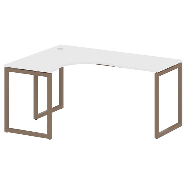 Metal System Quattro Стол криволинейный левый на О-образном м/к 40БО.СА-4 (L) Белый/Мокко металл 1600*1200*750 - Вид 1