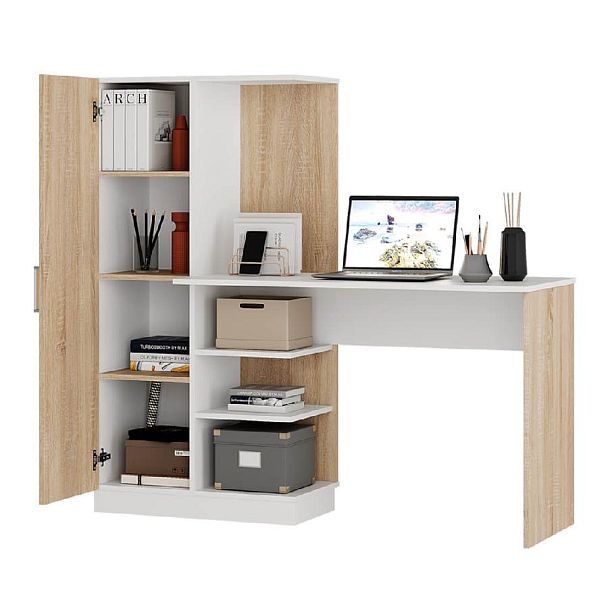 Компьютерный стол "Бейсик" дуб сонома/белый - Вид 3