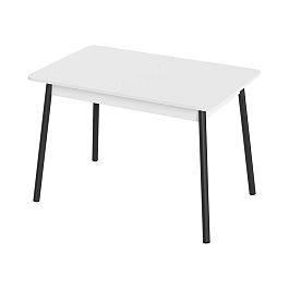 Стол Лион 1 ЛДСП (Подстолье косое черное) НЕ ВЫБИРАТЬ Белый матовый - Фото предпросмотра