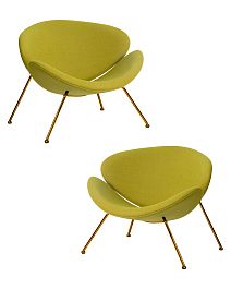 Набор 2 шт Кресло дизайнерское DOBRIN EMILY (светло-зеленая ткань AF3, золотое основание) - Фото предпросмотра